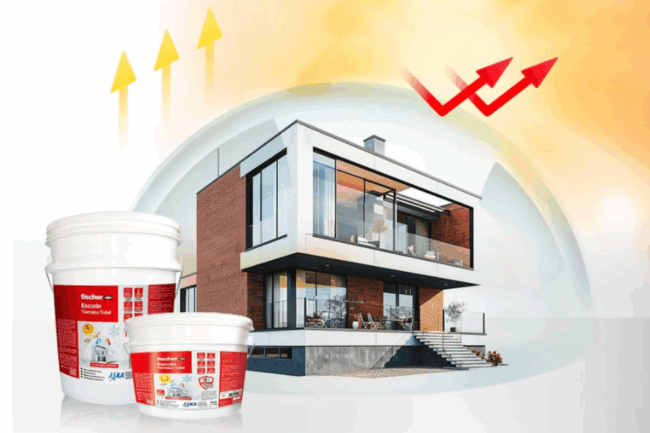 El escudo térmico total Fischer (ETT) no es una pintura convencional ni un aislante clásico: es una barrera térmica reflectante que actúa directamente sobre la radiación solar, evitando que el calor entre en el edificio durante el verano y que se pierda en invierno.
